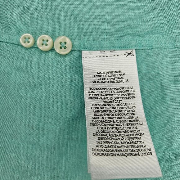 Linen button down dress shirt (turquoise) - Picture 4 of 5